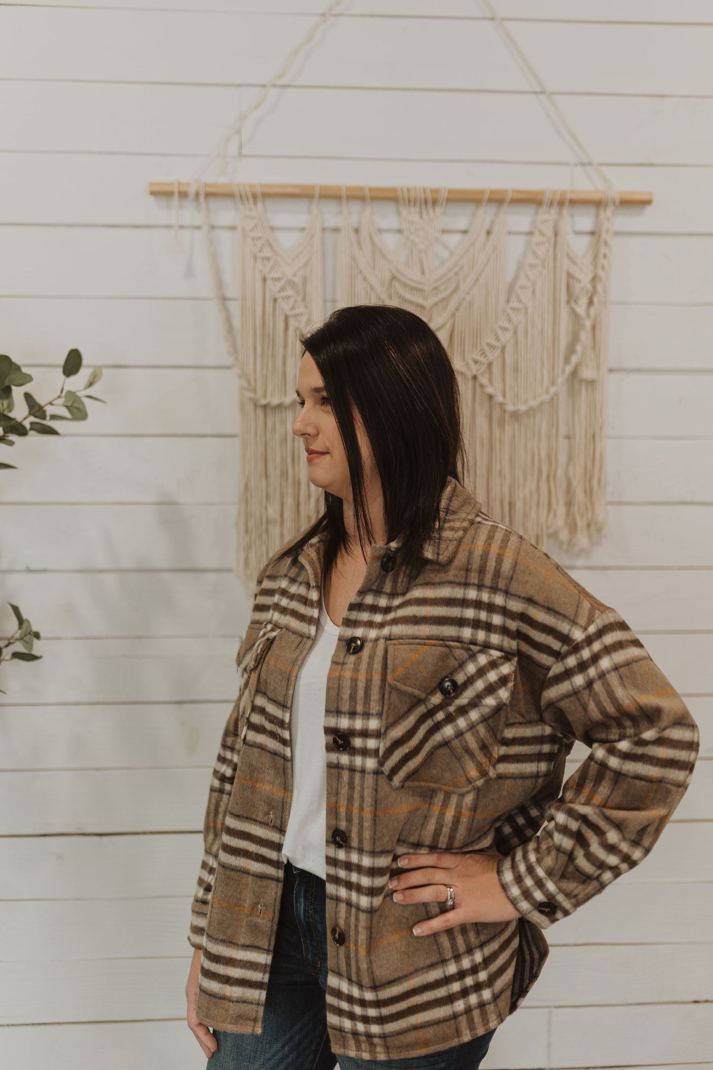 LIDIYA MOCHA PLAID SHACKET