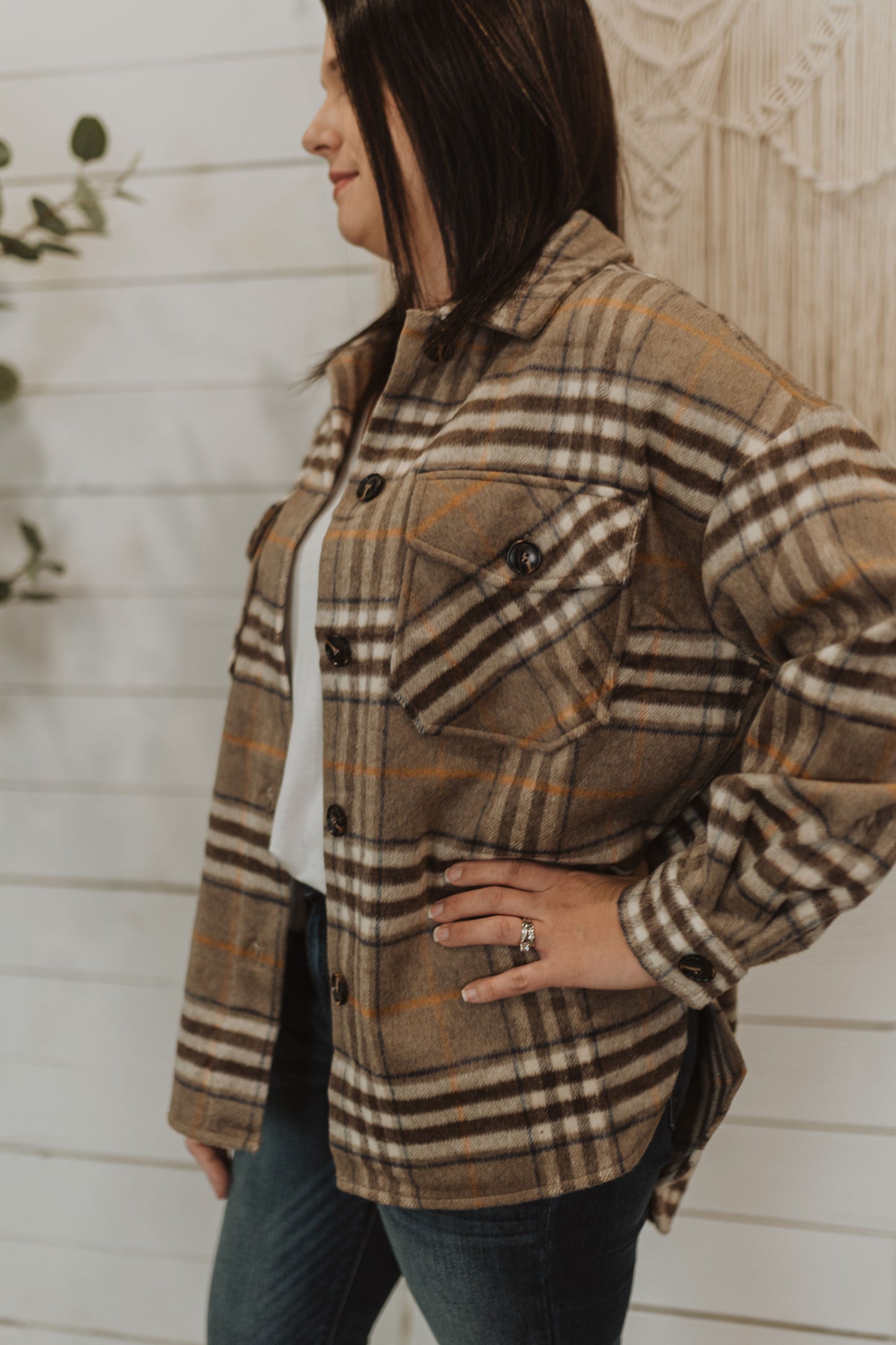 LIDIYA MOCHA PLAID SHACKET