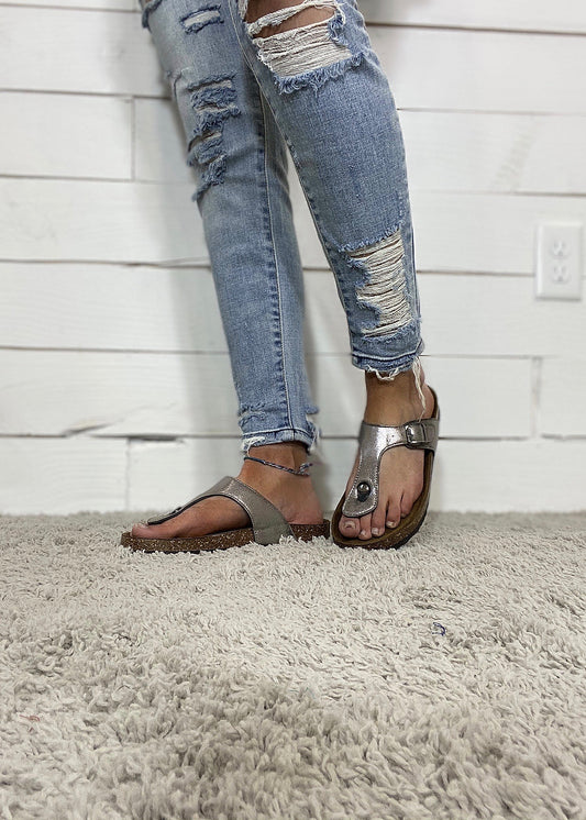 Pewter thong style birk