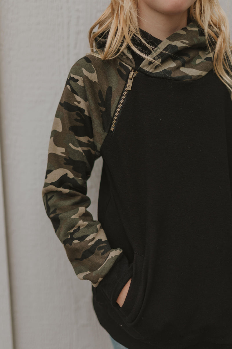 YOUTH ARMY VIBES DOUBLE HOODED SWEATSHIRT