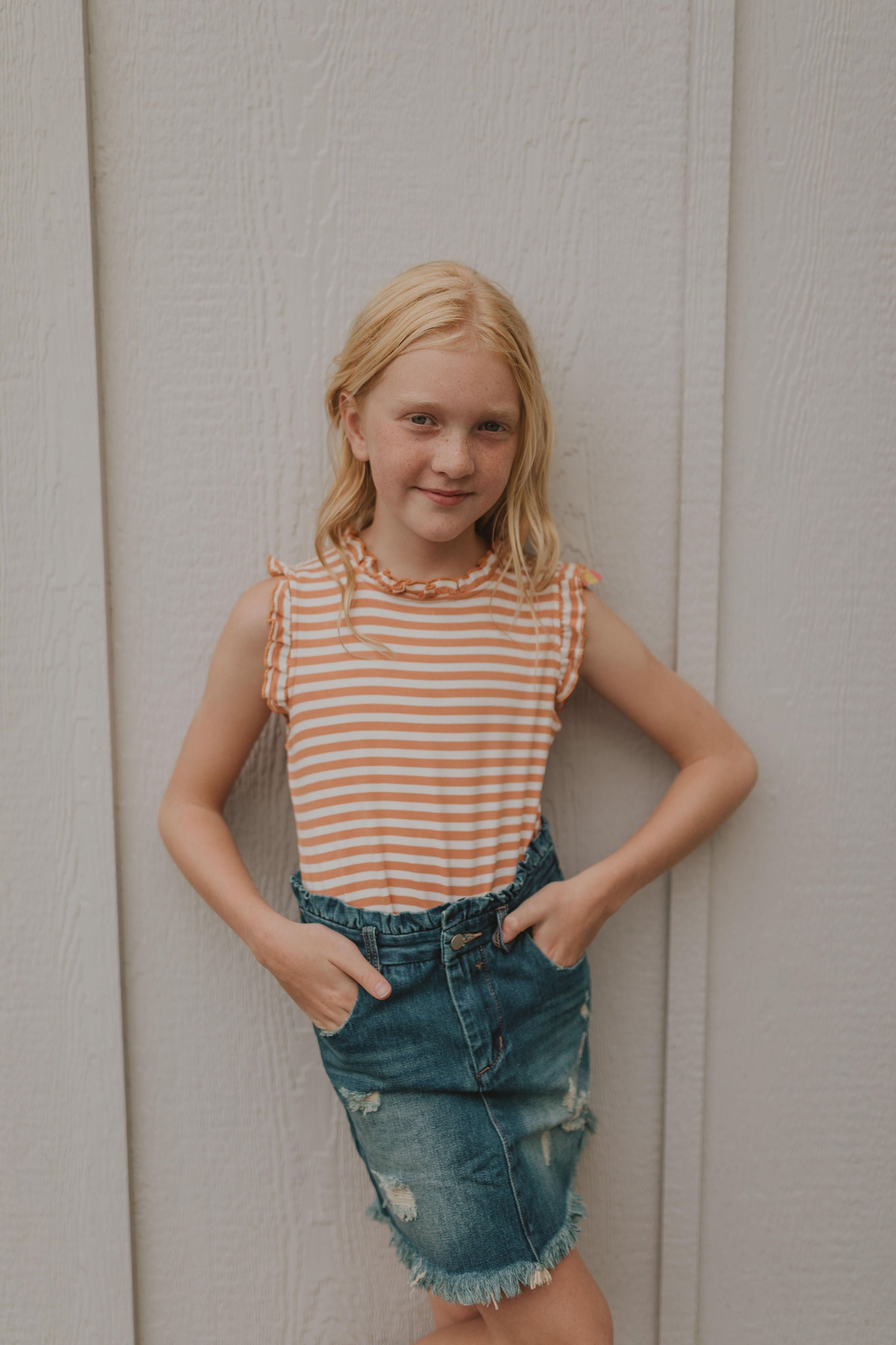 Kids High Waist Mid Denim Kids Skirt