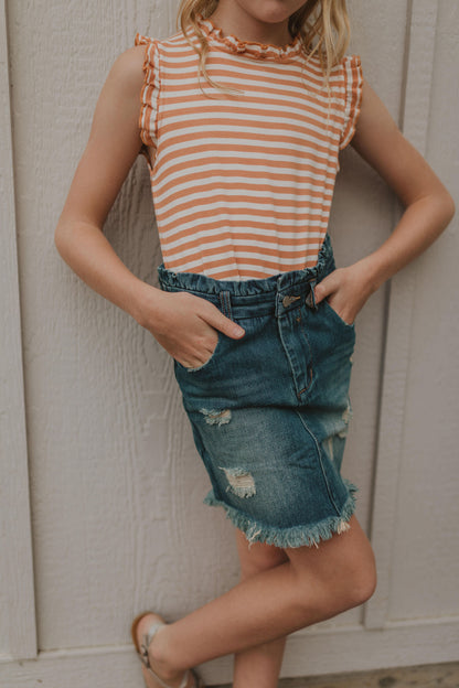 Kids High Waist Mid Denim Kids Skirt